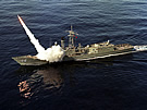 SHIP FFG-7 HMAS Newcastle Fires SM-1